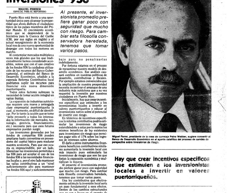 Impulso a la inversión local en los 80