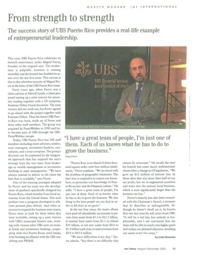 Una visión empresarial para UBS Puerto Rico